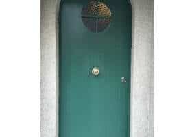 puerta blindada pintada verde